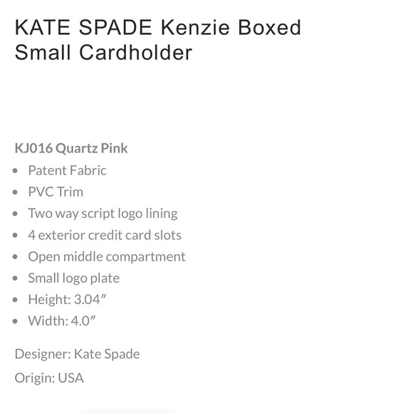 KATE SPADE Cardholder - Quartz Pink - Kenzie Boxed Small Cardholder - Picture 8 of 10